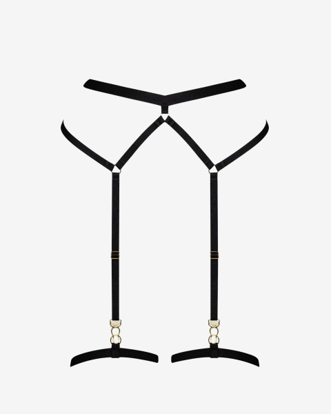 garter belt with gold accessories